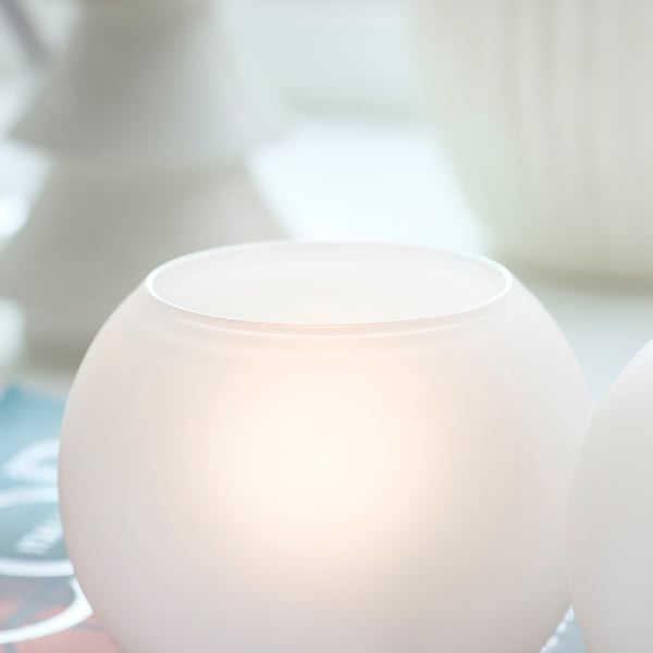 IKEA VINTERFINT Tealight Holder Frosted Glass White 3 "
