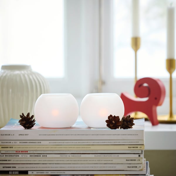 IKEA VINTERFINT Tealight Holder Frosted Glass White 3 "