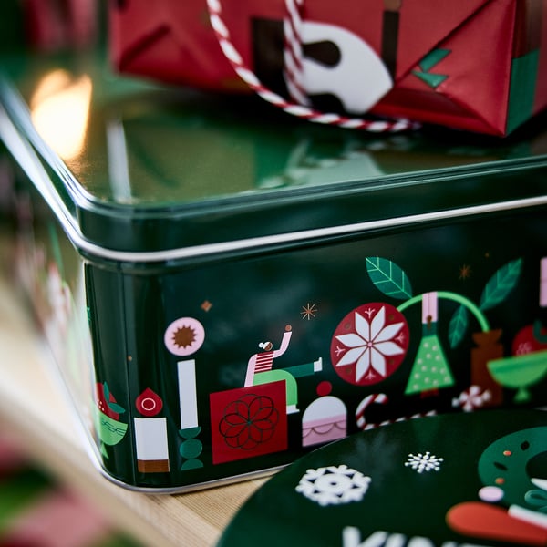 IKEA VINTERFINT Tin With Lid Green 11 ½x7 ¾x3 ¼ "