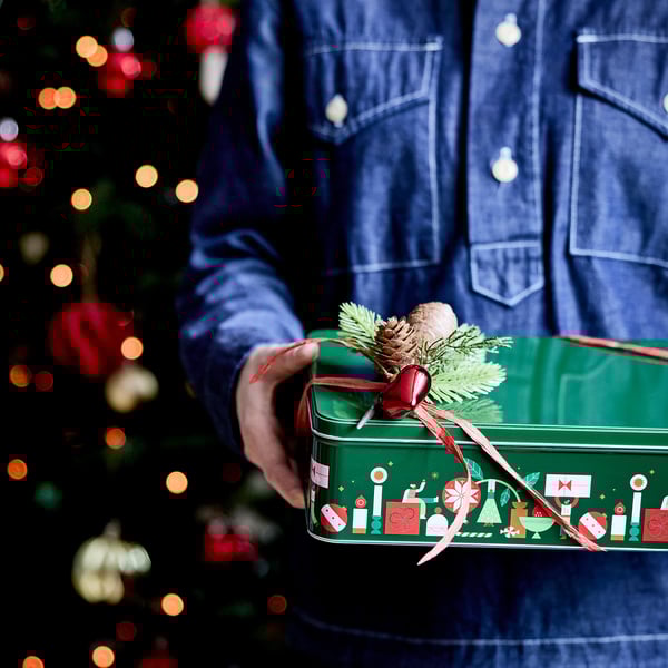 IKEA VINTERFINT Tin With Lid Green 11 ½x7 ¾x3 ¼ "