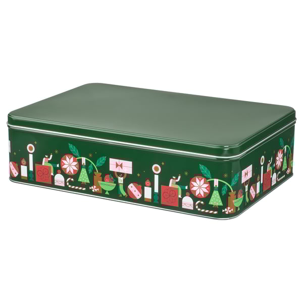 IKEA VINTERFINT Tin with lid green 11 ½x7 ¾x3 ¼ "