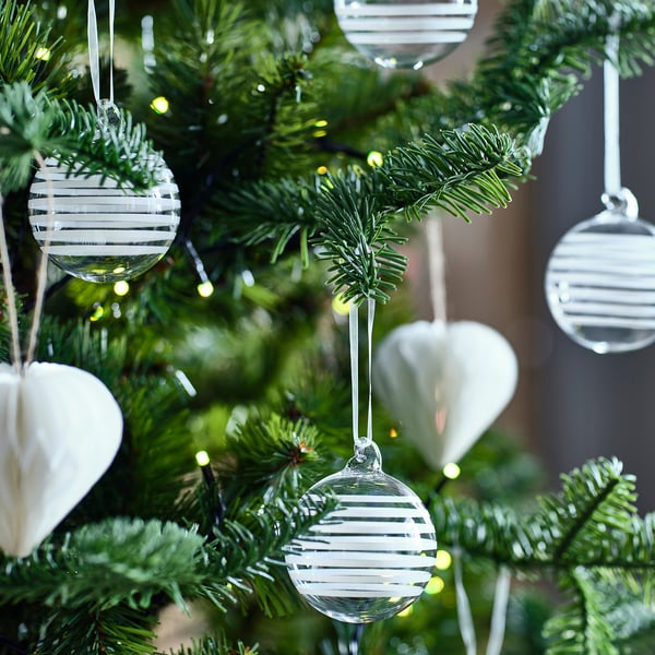IKEA VINTERFINT Tree Ornament Bauble Clear Glass/white 2 ¼ "