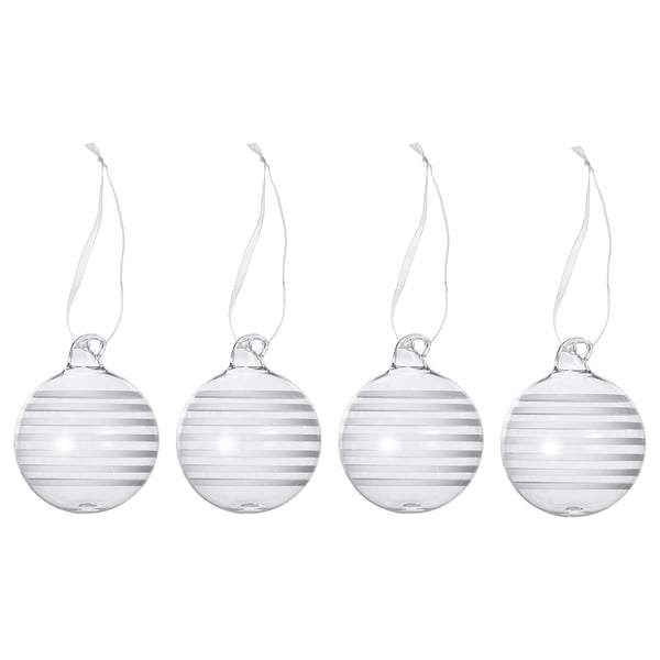 IKEA VINTERFINT Tree ornament bauble clear glass/white 2 ¼ "