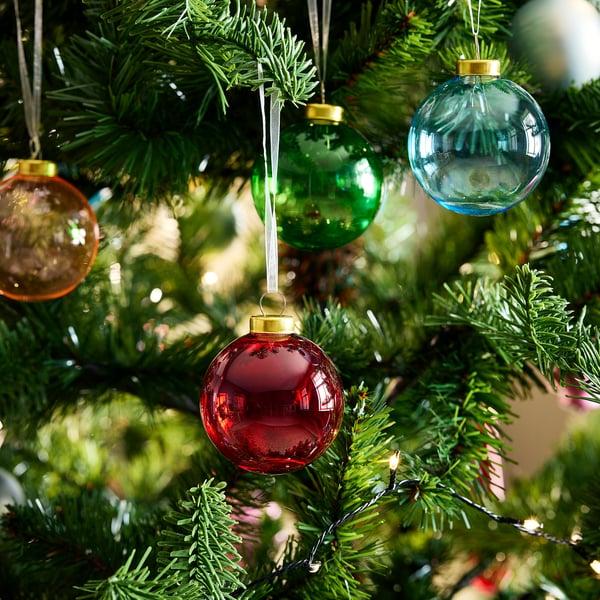 IKEA VINTERFINT Tree Ornament Bauble Glass/mixed Colors 2 ¼ "