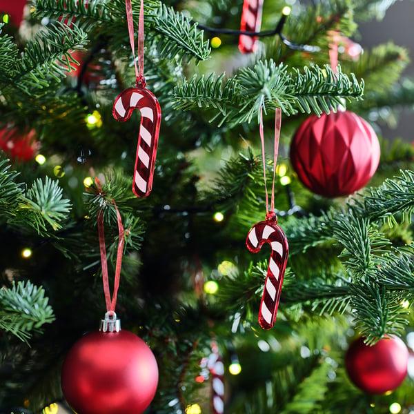 IKEA VINTERFINT Tree Ornament Glass/candy Cane Red/white 3 ¼ "