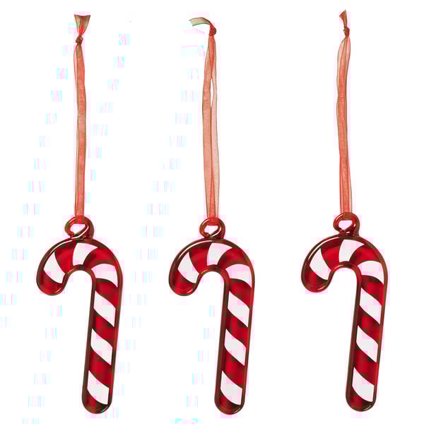 IKEA VINTERFINT Tree ornament glass/candy cane red/white 3 ¼ "