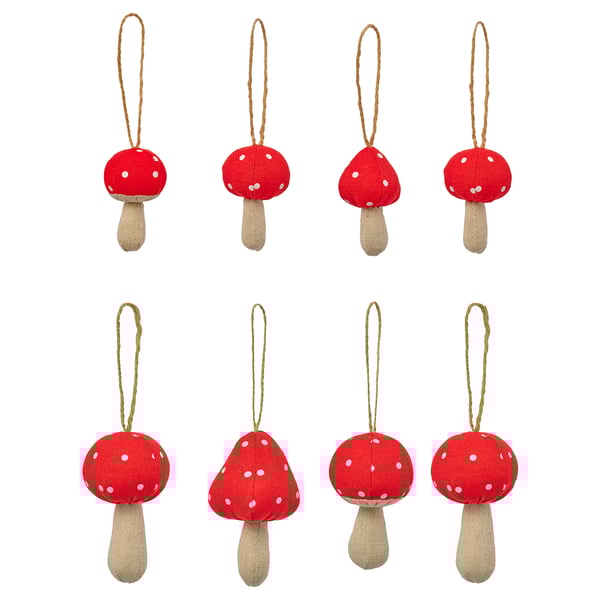 IKEA VINTERFINT Tree ornament set of 8 mushroom red