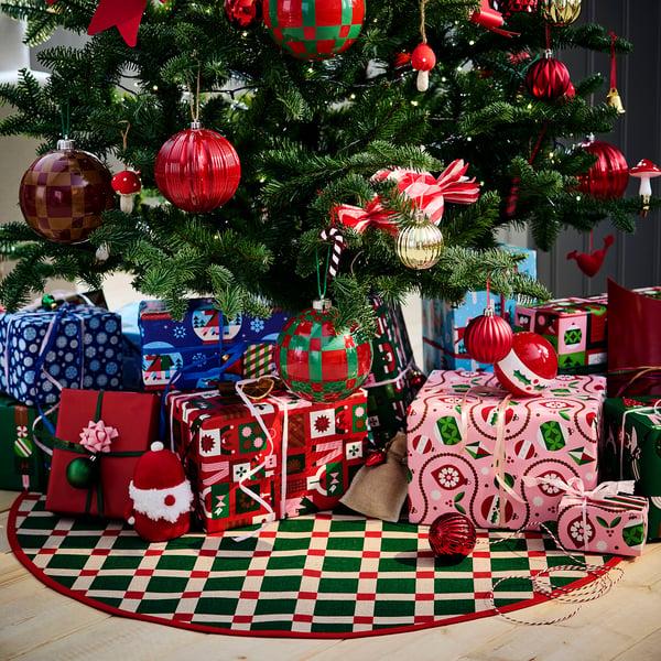 IKEA VINTERFINT Tree Skirt Check Pattern Multicolor 39 ¼ "