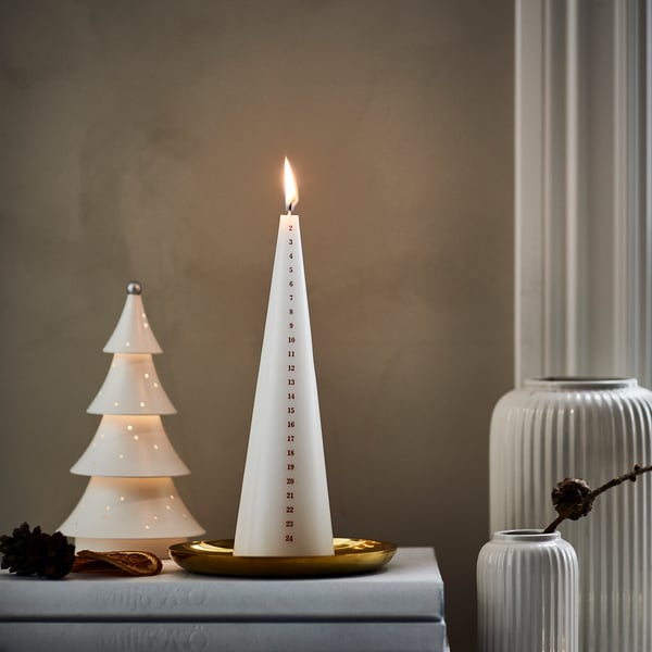 IKEA VINTERFINT Unscented Pillar Candle Calendar White/red 9 ¾ "