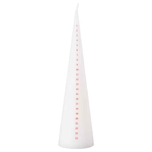 IKEA VINTERFINT Unscented pillar candle calendar white/red 9 ¾ "