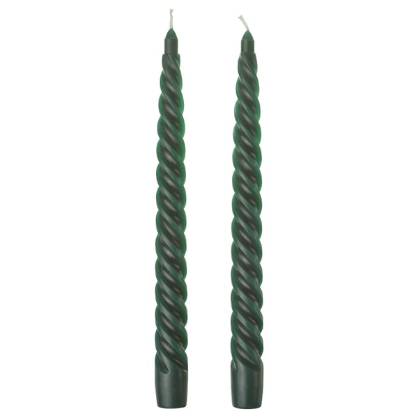 IKEA VINTERFINT Unscented taper candle spiral green 9 ¾ "
