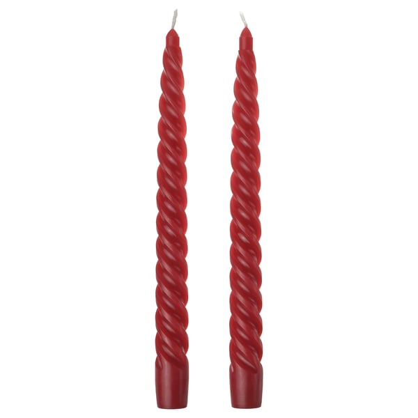 IKEA VINTERFINT Unscented taper candle spiral red 9 ¾ "