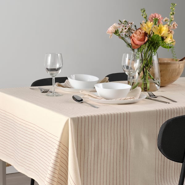 IKEA VIPPSTARR Tablecloth Stripe Pattern Red/natural 59x59 "