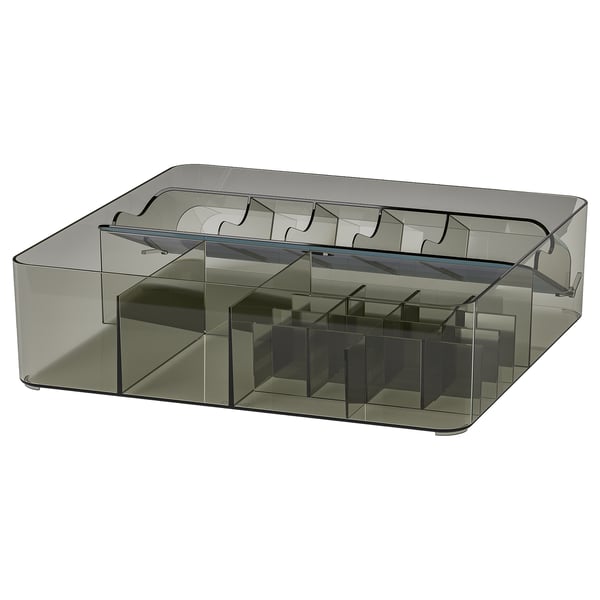 IKEA VISSLAÅN Box with compartments gray 12 ¾x12 ¼x3 ¼ "