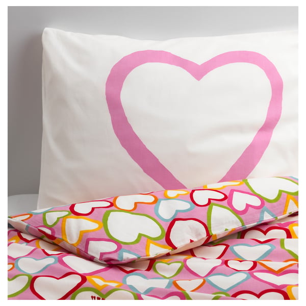 IKEA VITAMINER HJÄRTA Duvet Cover And Pillowcase(s) Multicolor Twin