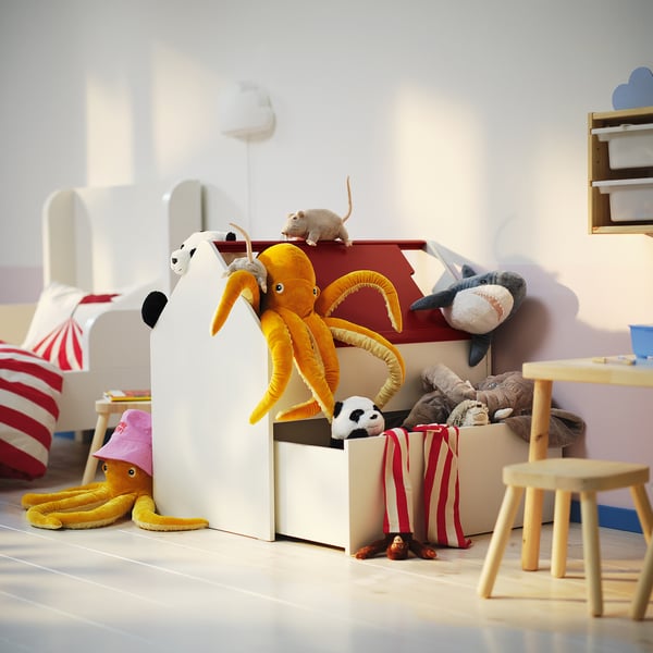 IKEA VITBJÖRN Storage Unit With Drawer White/red 31 1/2x21 5/8x30 3/4 "