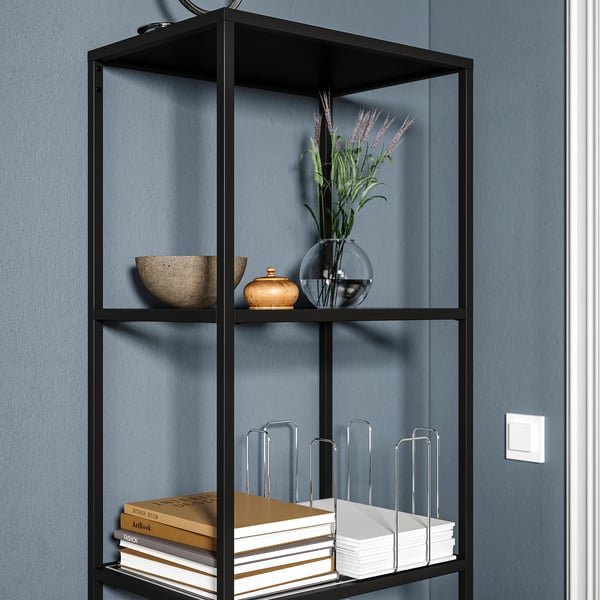 IKEA VITTSJÖ Shelf Unit Black-brown/glass 20 1/8x68 7/8 "