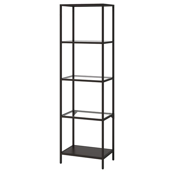 IKEA VITTSJÖ Shelf unit black-brown/glass 20 1/8x68 7/8 "