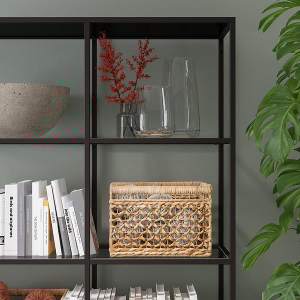 IKEA VITTSJÖ Shelf Unit Black-brown/glass 39 3/8x68 7/8 "