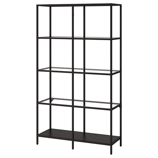 IKEA VITTSJÖ Shelf unit black-brown/glass 39 3/8x68 7/8 "