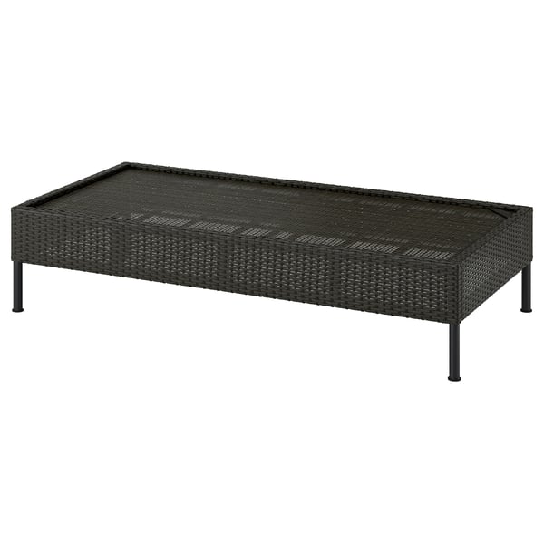 IKEA VITTSKÄR 2-seat section for modular sofa plastic rattan outdoor/dark gray