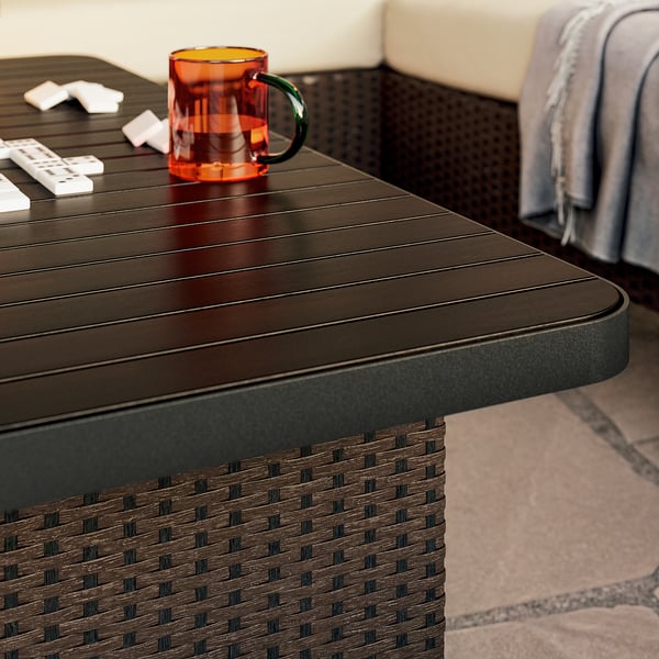 IKEA VITTSKÄR Coffee Table Plastic Rattan Outdoor/dark Gray 43 1/4x22 7/8 "