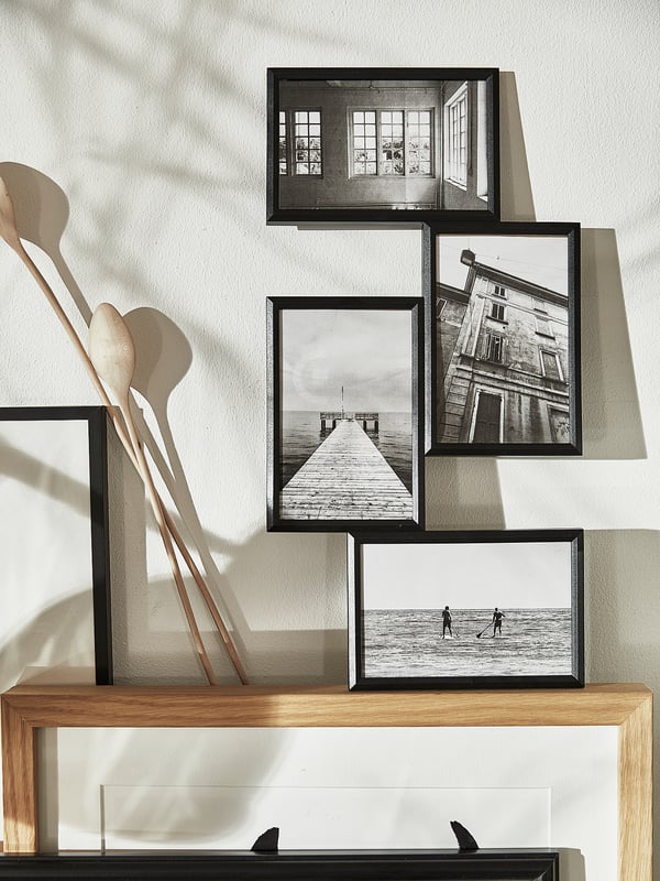 IKEA YLLEVAD Collage Frame For 4 Photos Black 8 ¼x16 ¼ "