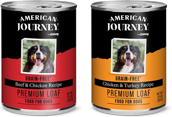 Chewy American Journey Poultry & Beef Variety Pack Grain-Free Canned Dog Food 12.5-oz Case Of 24