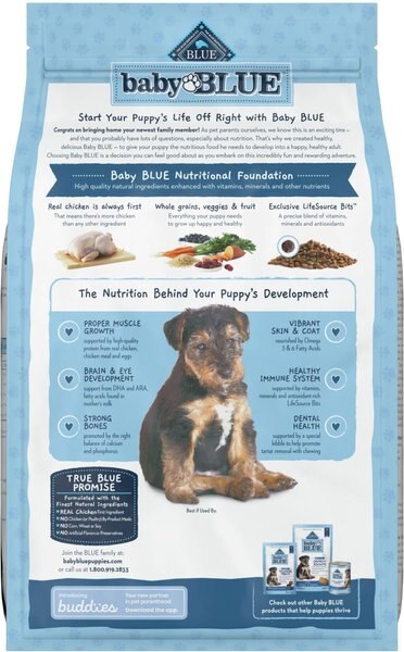 Chewy Blue Buffalo Baby Blue Healthy Growth Formula Natural Chicken & Brown Rice Recipe Puppy Dry Food 4-lb Bag Bundle Of 2