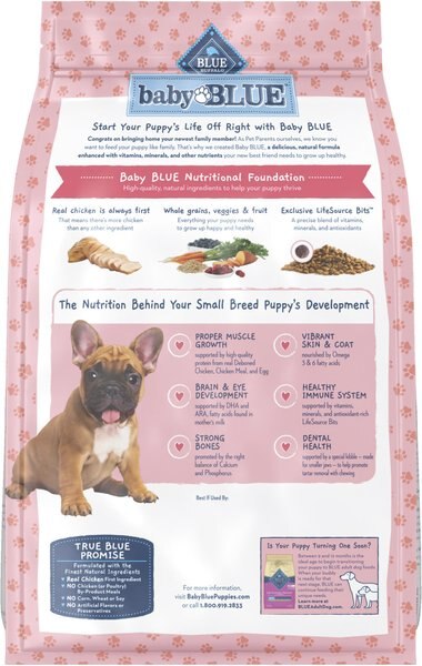Chewy Blue Buffalo Baby Blue Healthy Small Breed Growth Formula Natural Chicken & Oatmeal Rice Recipe Puppy Dry Food 4-lb Bag Bundle Of 2