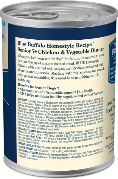 Chewy Blue Buffalo Homestyle Recipe Chicken Dinner With Garden Vegetables Senior Wet Dog Food 12.5-oz Can 3 Count
