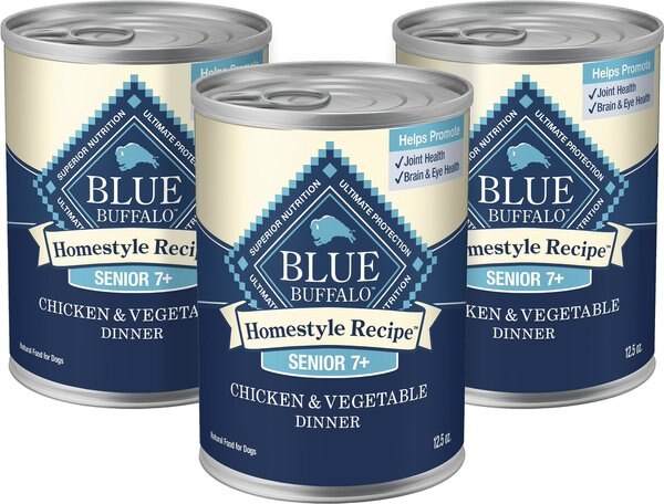 Chewy Blue Buffalo Homestyle Recipe Chicken Dinner with Garden Vegetables Senior Wet Dog Food 12.5-oz can 3 count