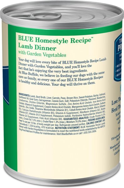Chewy Blue Buffalo Homestyle Recipe Lamb Dinner With Garden Vegetables Canned Dog Food 12.5-oz Can 3 Count