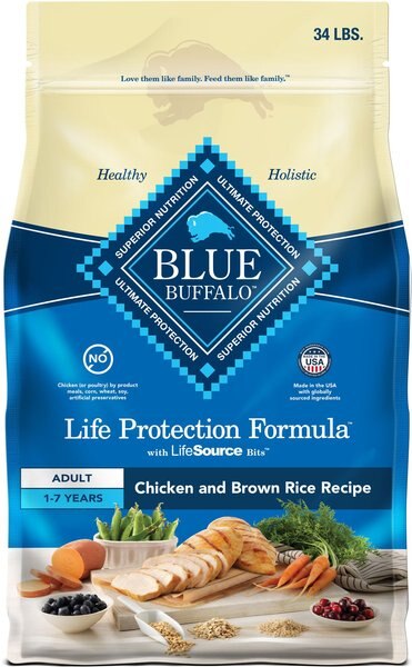 Chewy Blue Buffalo Life Protection Formula Adult Chicken & Brown Rice Recipe Dry Dog Food 34-lb Bag