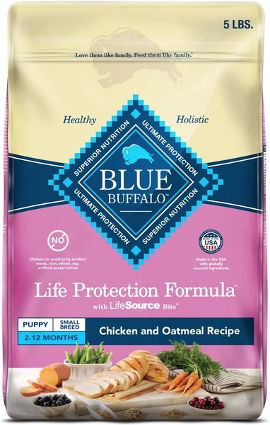 Chewy Blue Buffalo Life Protection Formula Small Breed Puppy Chicken & Oatmeal Recipe Dry Dog Food 5-lb bag Chewy Blue Buffalo Life Protection Formula Small Breed Puppy Chicken & Oatmeal Recipe Dry Dog Food 5-lb bag