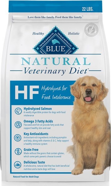 Chewy Blue Buffalo Natural Veterinary Diet HF Hydrolyzed For Food Intolerance Grain-Free Dry Dog Food 22-lb Bag
