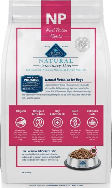 Chewy Blue Buffalo Natural Veterinary Diet NP Novel Protein Alligator Dry Dog Food 22-lb Bag