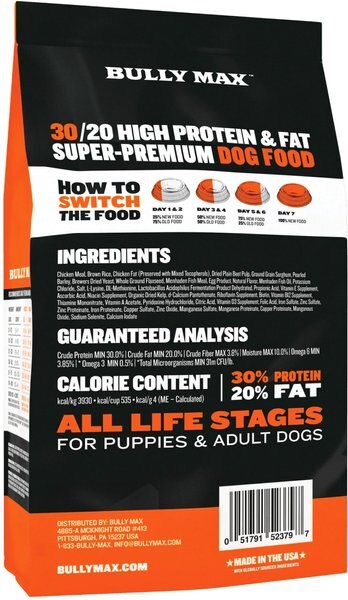 Chewy Bully Max 30/20 Adult High-Protein & Fat Chicken Dry Dog Food 15-lb Bag