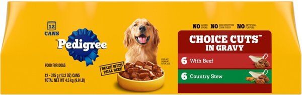 Chewy Bundle: Pedigree Choice Cuts In Gravy Beef & Country Stew Variety Pack + Prime Rib Rice & Vegetable Flavor & Roasted Chicken Canned Wet Dog Food Variety Pack 13.2-oz Case Of 24