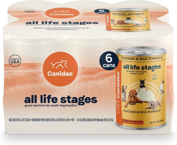 Chewy CANIDAE All Life Stages Chicken & Rice Formula Canned Dog Food 13-oz can case of 6