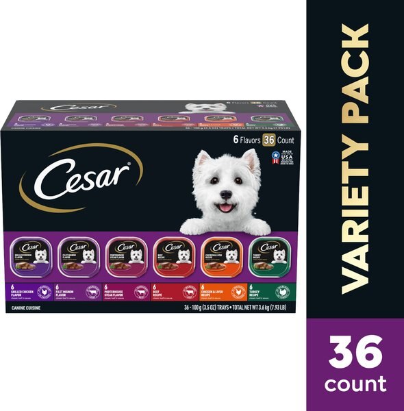 Chewy Cesar Classic Loaf In Sauce Variety Pack Grain-Free Small Breed Adult Wet Dog Food Trays 3.5-oz Case Of 36