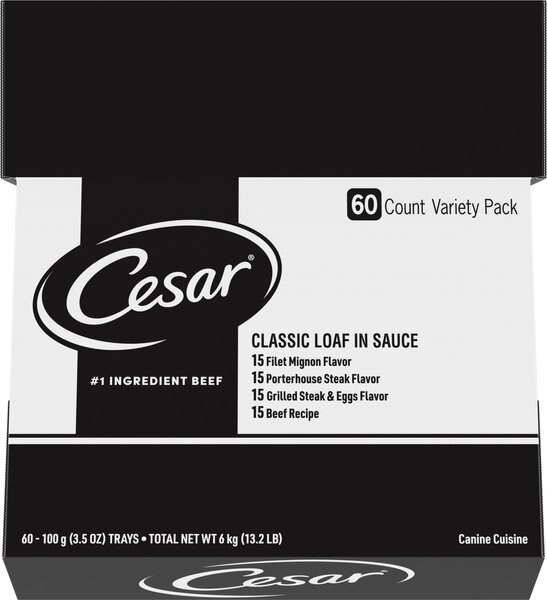 Chewy Cesar Classic Loaf In Sauce Variety Pack Small Breed Wet Dog Food 3.5-oz Tray Case Of 60