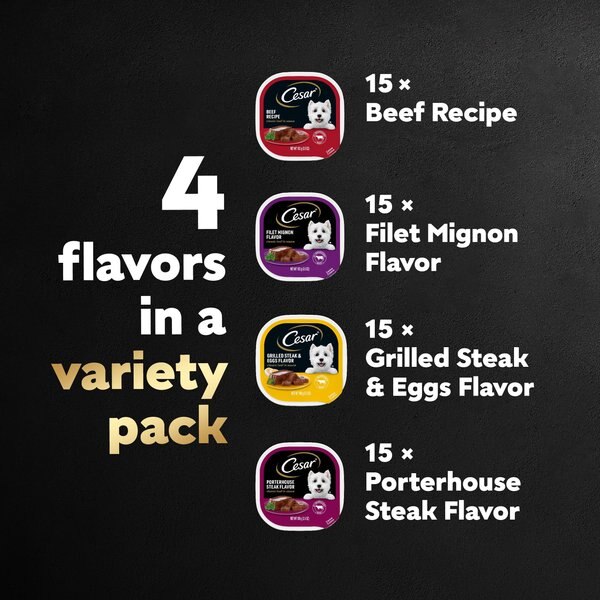 Chewy Cesar Classic Loaf In Sauce Variety Pack Small Breed Wet Dog Food 3.5-oz Tray Case Of 60