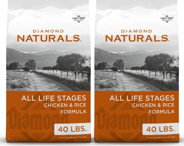 Chewy Diamond Naturals Chicken & Rice Formula All Life Stages Dry Dog Food 40-lb Bag Bundle Of 2