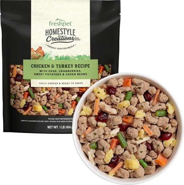 Chewy Freshpet Homestyle Creations Fresh Chicken & Turkey Recipe Dog Food 1-lb Bag Case Of 6