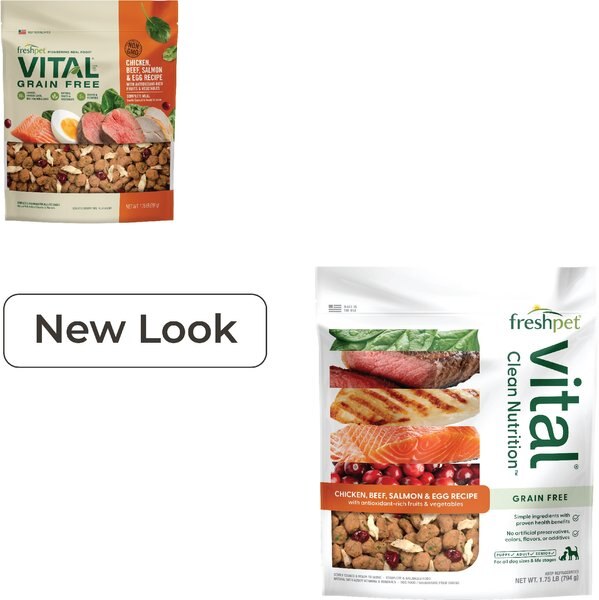 Chewy Freshpet Vital Chicken Beef Salmon & Egg Recipe Grain-Free Fresh Dog Food 1.75-lb Bag Case Of 4