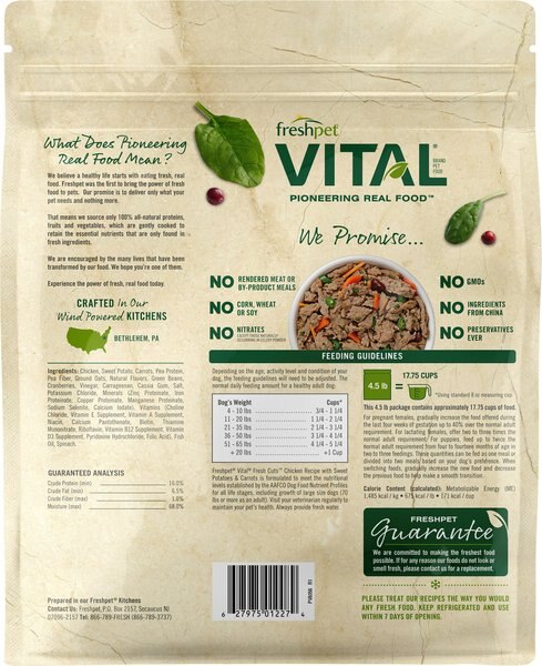 Chewy Freshpet Vital Fresh Cuts Chicken Recipe Fresh Dog Food 4.5-lb Bag Bundle Of 2