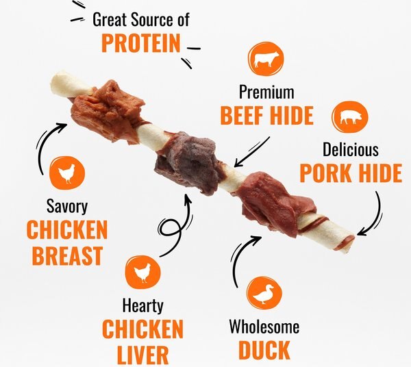 Chewy Good 'n' Fun Triple Flavor Kabobs Chicken Duck & Chicken Liver Dog Treat Chews 18 Count