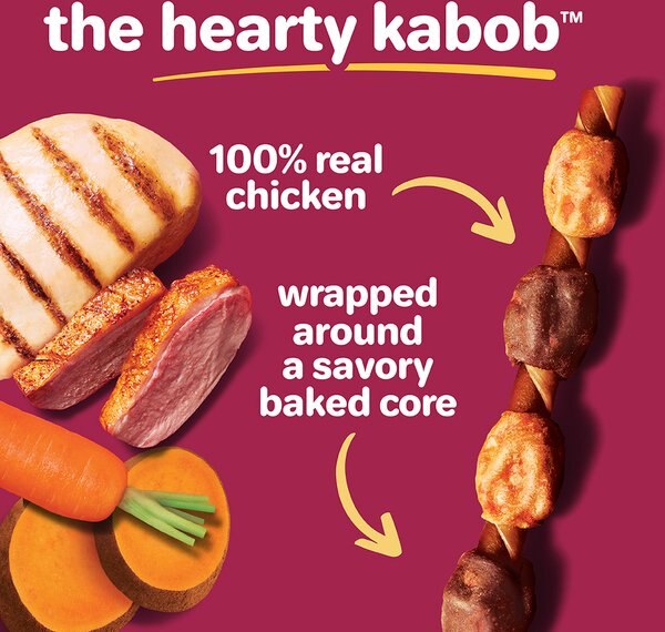 Chewy Hartz Oinkies Hearty Kabobs With 100% Real Chicken & Duck Carrot & Sweet Potato Rawhide-Free Natural Dog Treats 6 Count