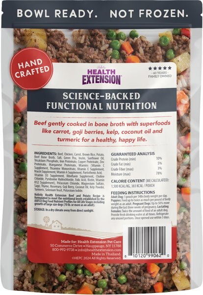 Chewy Health Extension Gently Cooked Beef & Potato Recipe Wet Dog Food 9-oz Pouch 1 Count